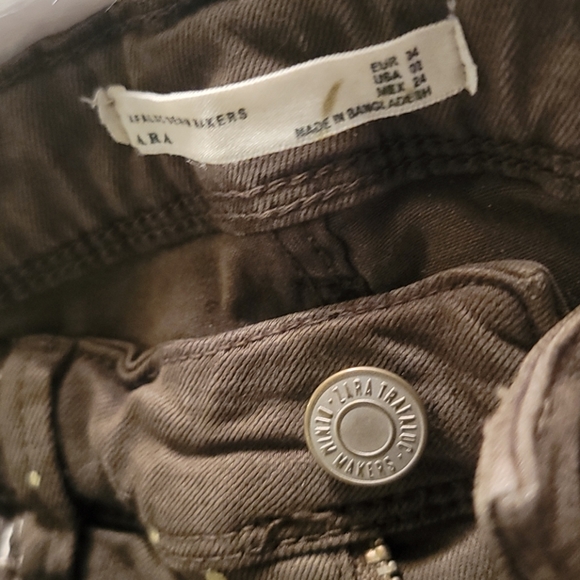 Jean Cargo Skinny Zara Trafaluc Vert Clair - Taille 36 - Occasion Très Bon état